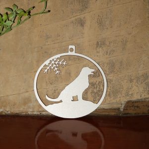 Adorno silueta perro y copo de nieve